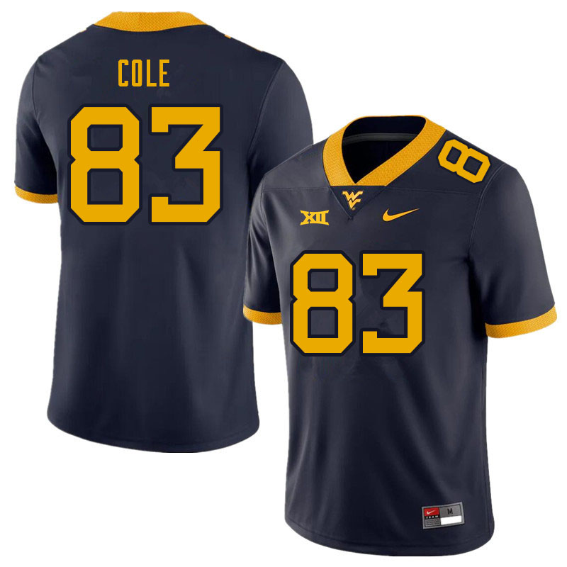Men #83 CJ Cole West Virginia Mountaineers College Football Jerseys Sale-Navy